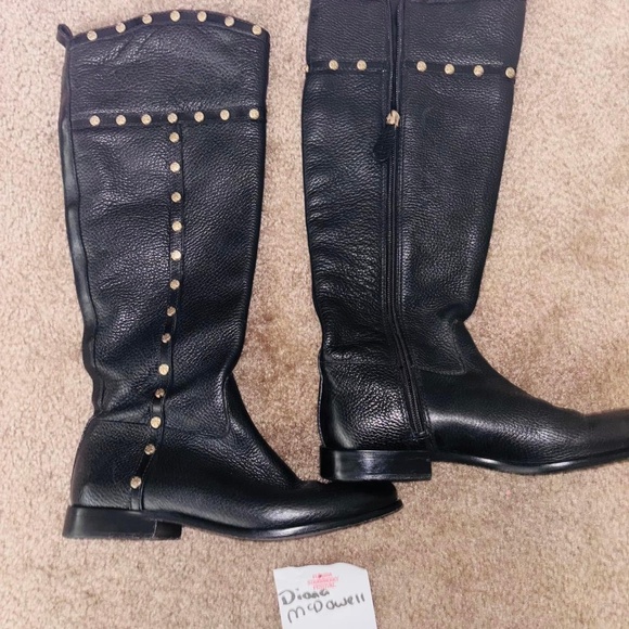 Tory Burch Authentic Mae Pebbled Leather Riding Boots Sz 7m - Picture 2 of 5